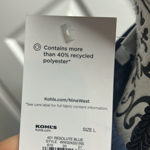 Nine West Blue Ribbed Cut Out Tank Top - Picture 3 of 6